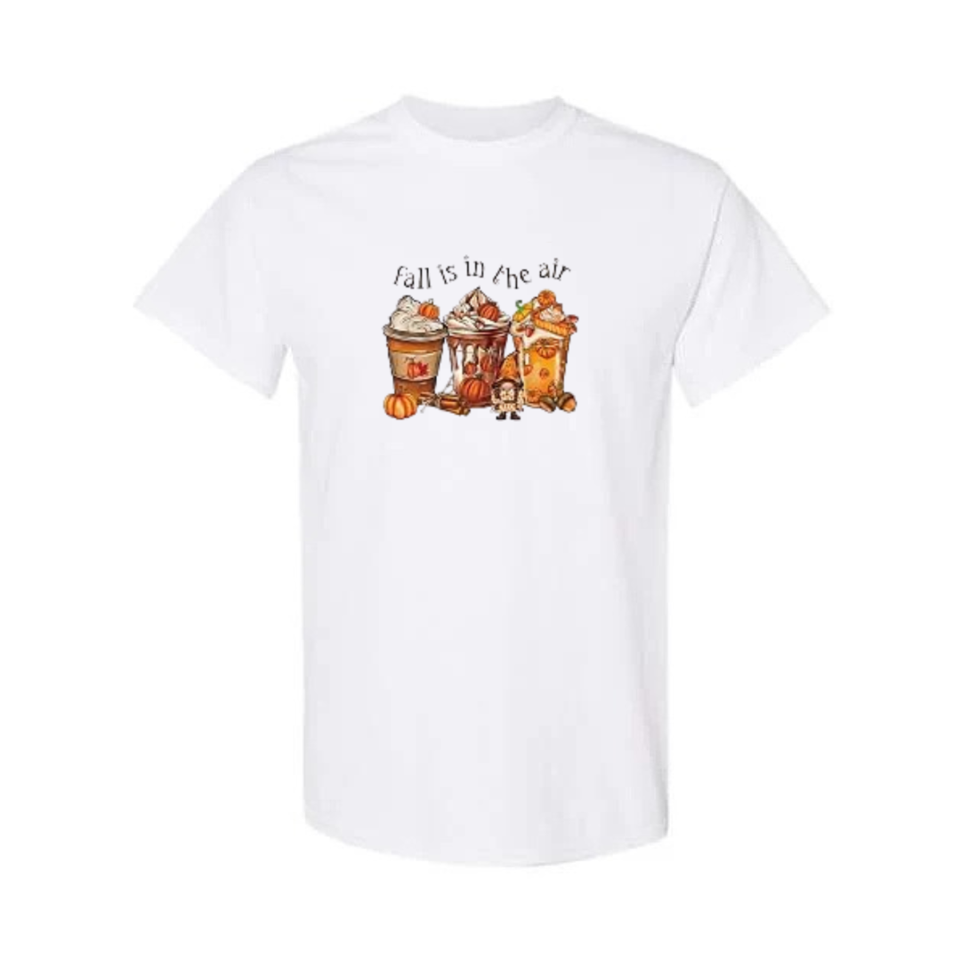 Pumpkin Spice Season design on white short sleeve tee