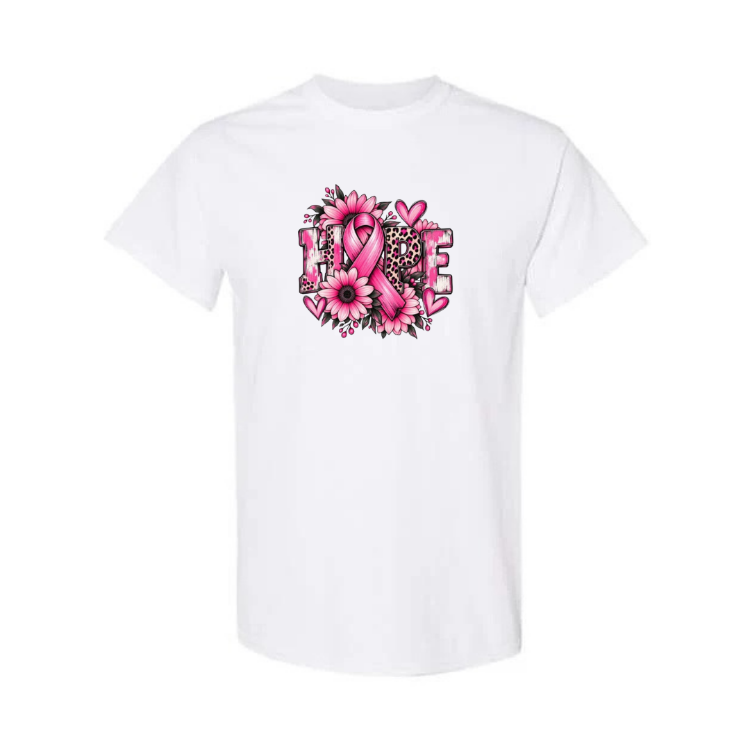 Hope — Sunflower design on white short sleeve tee