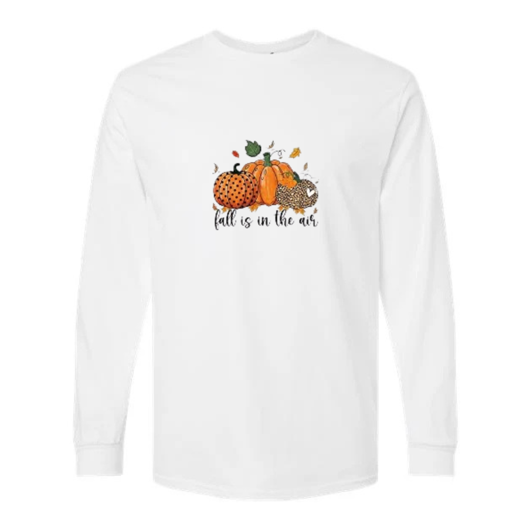 Fall Is In The Air design on white long sleeve tee