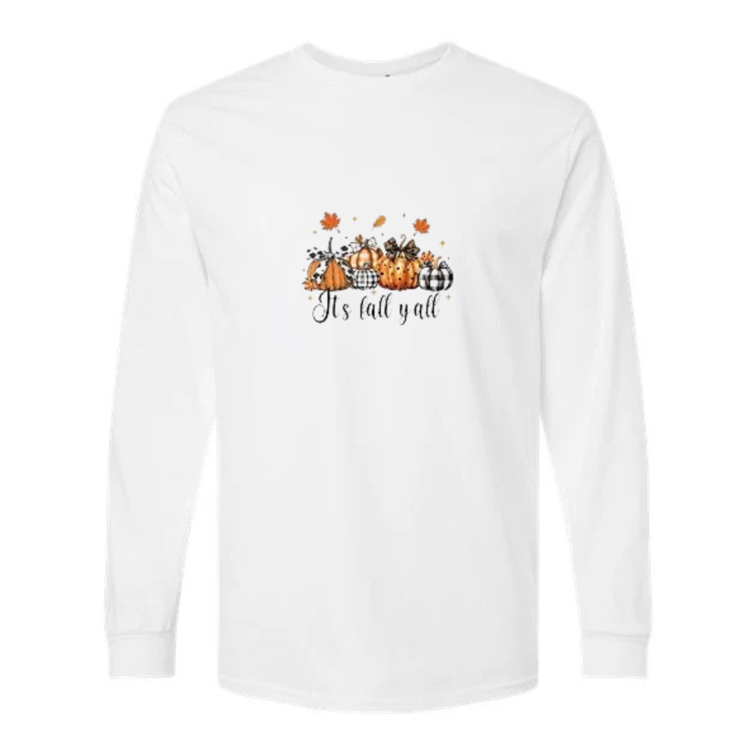 It's Fall Y'all design on white long sleeve tee