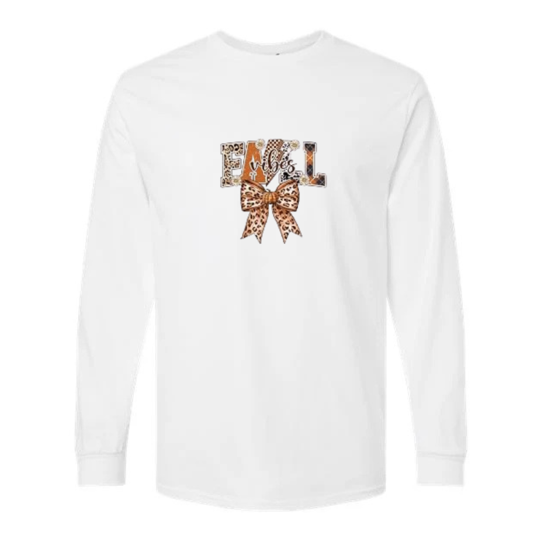 Fall Vibes design on white long sleeve tee