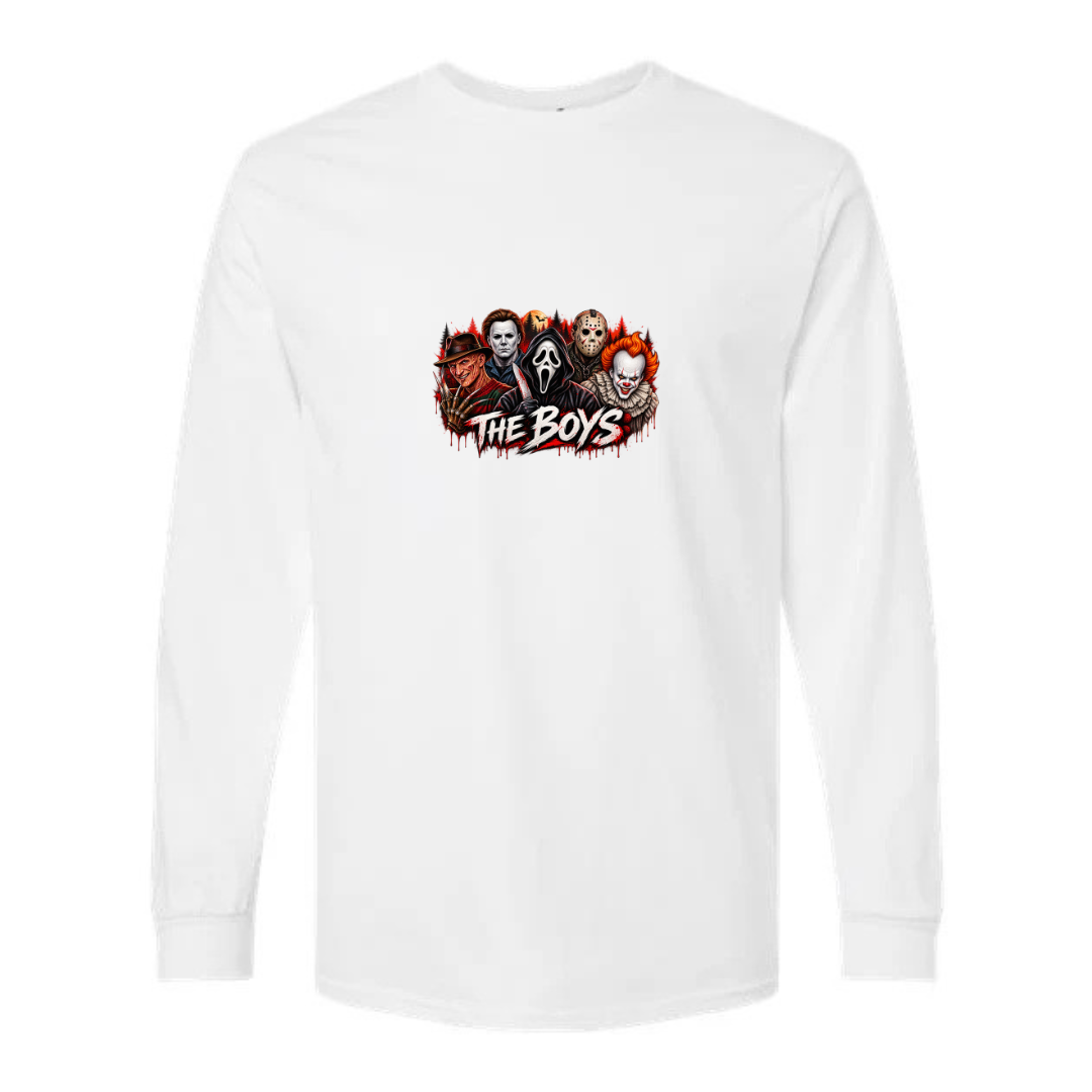 The Boys design on white long sleeve tee
