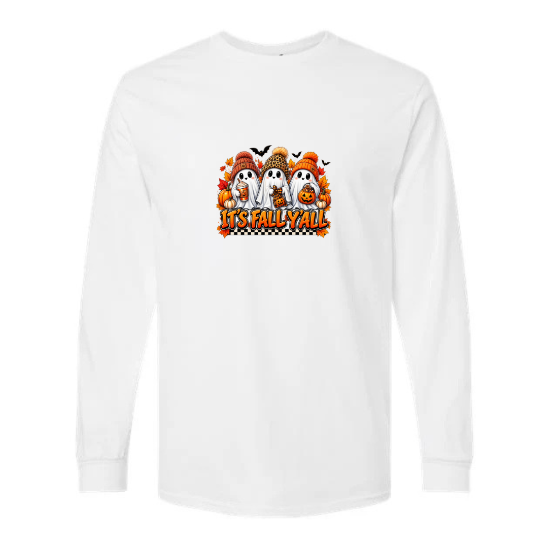 It's Fall Y'all design on white long sleeve tee
