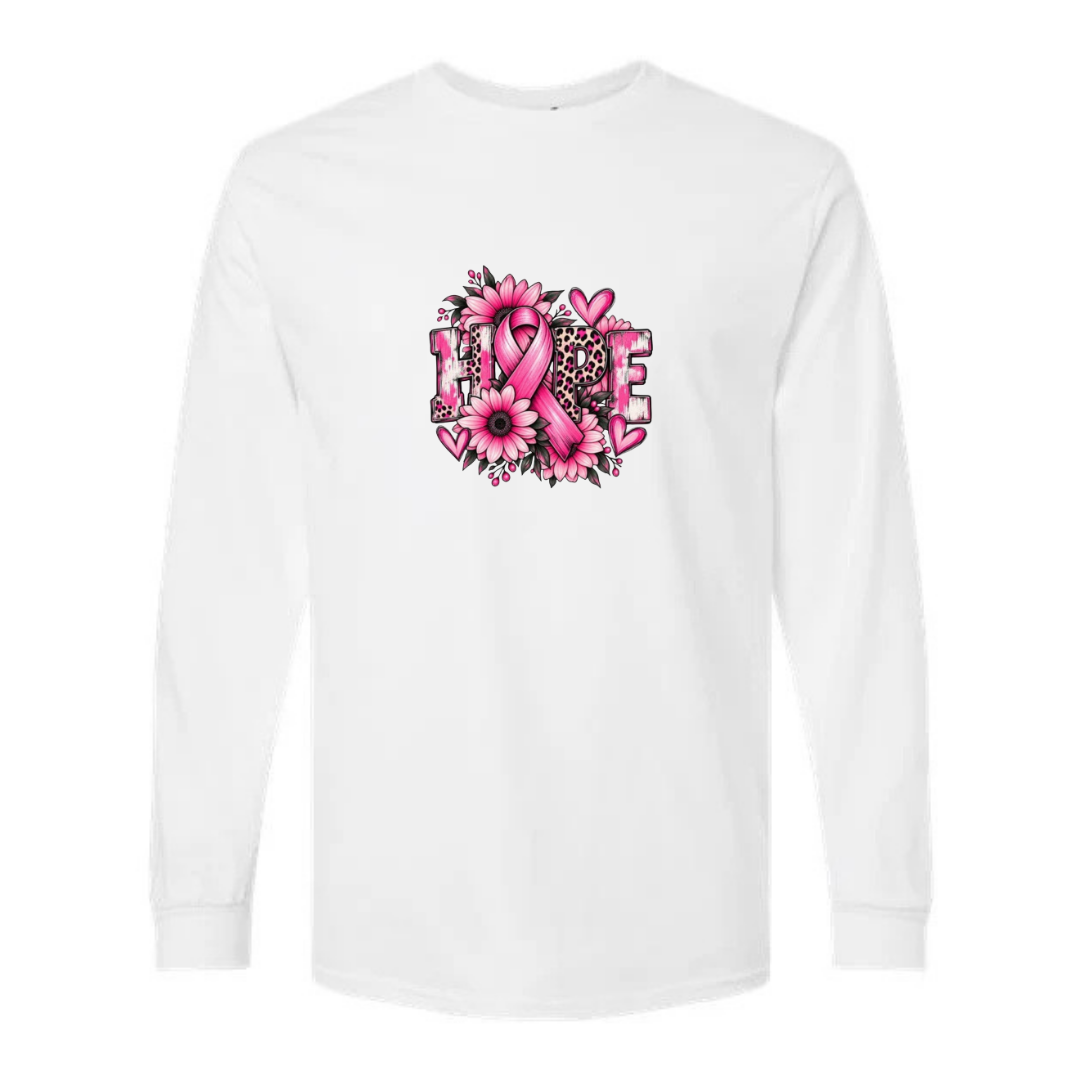 Hope — Sunflower design on white long sleeve tee