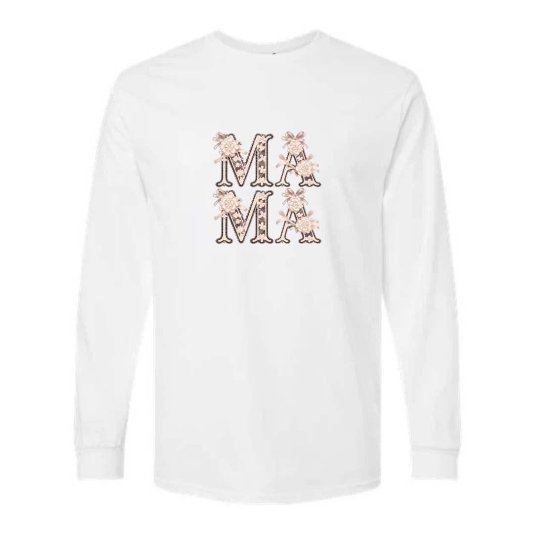 MAMA design on white long sleeve tee