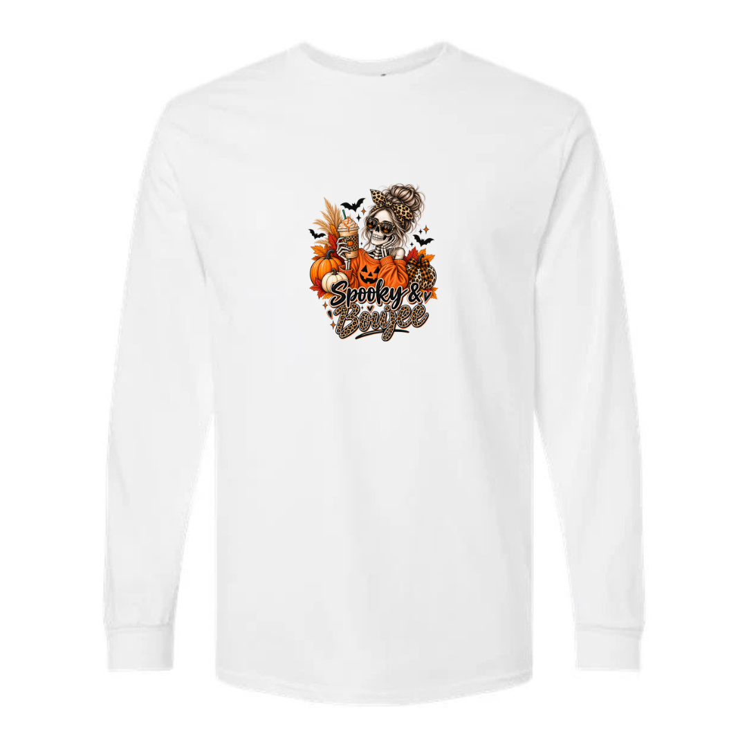 Spooky & Boujee design on white long sleeve tee