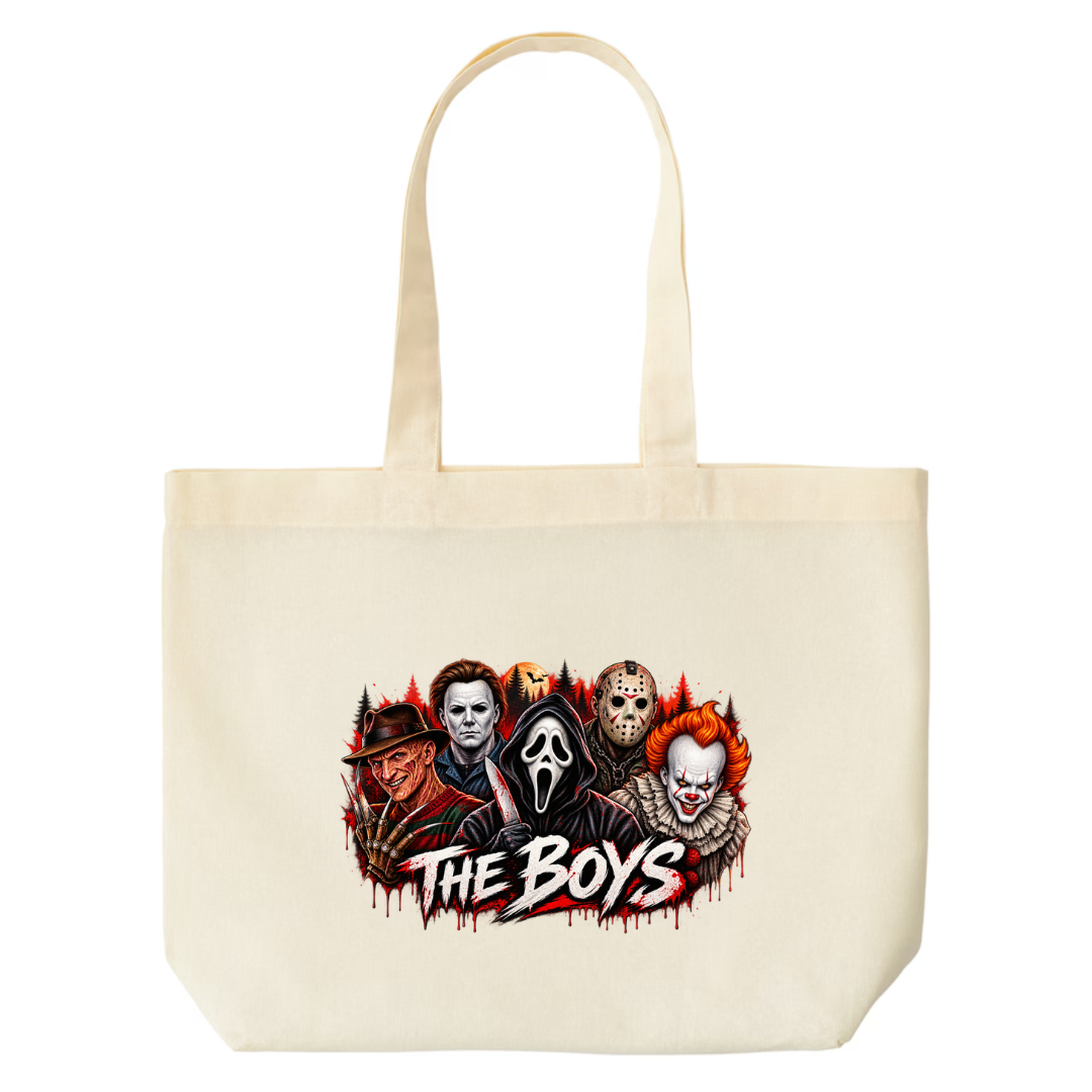 The Boys design on natural canvas tote