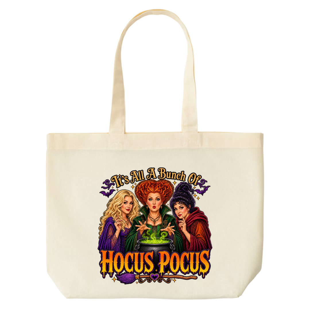 It's All A Bunch Of Hocus Pocus design on natural canvas tote