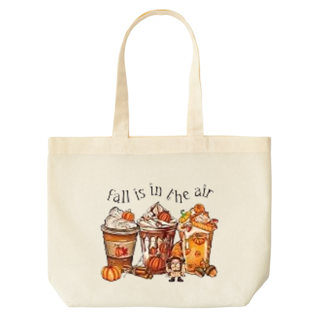 Pumpkin Spice Season design on natural canvas tote