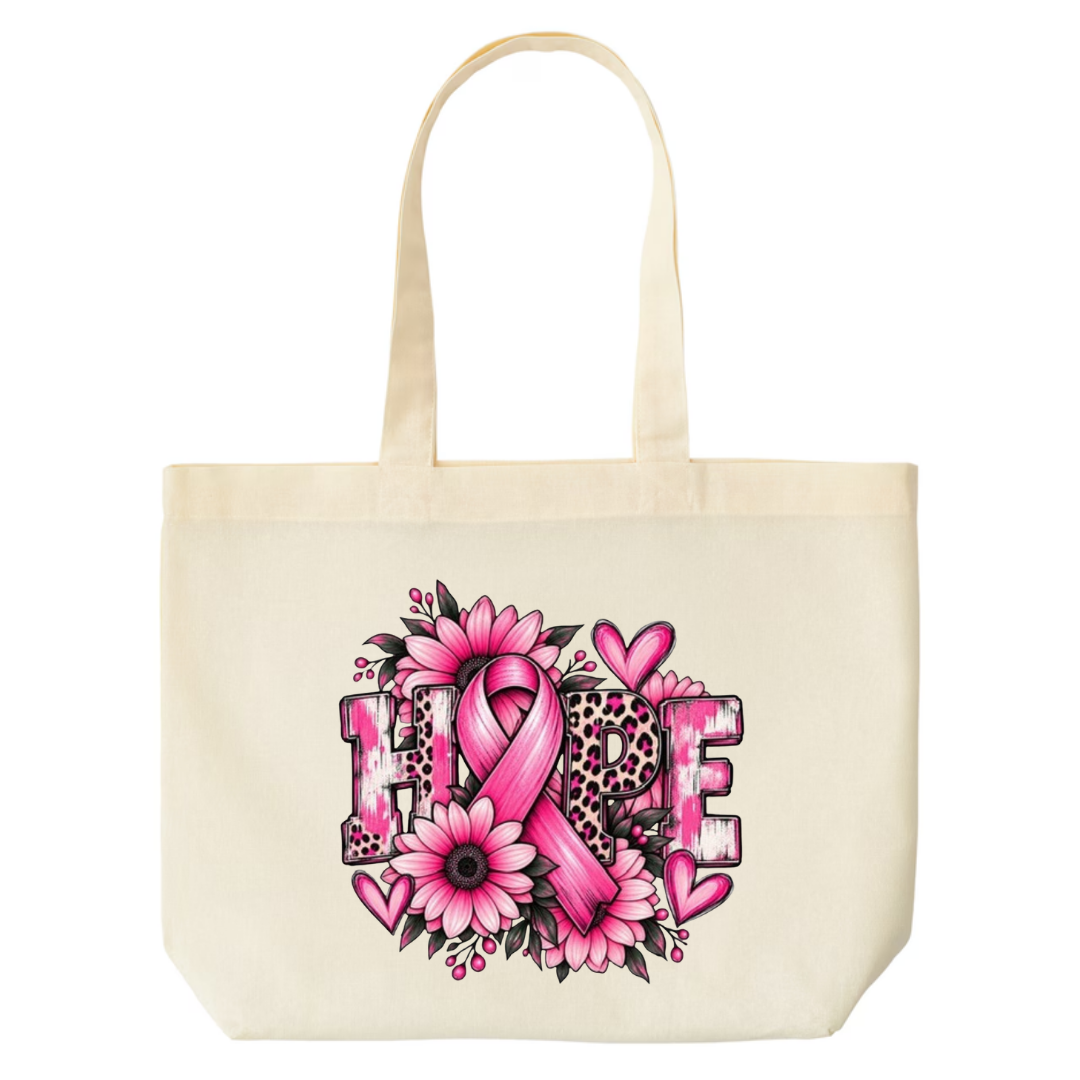 Hope — Sunflower design on natural canvas tote