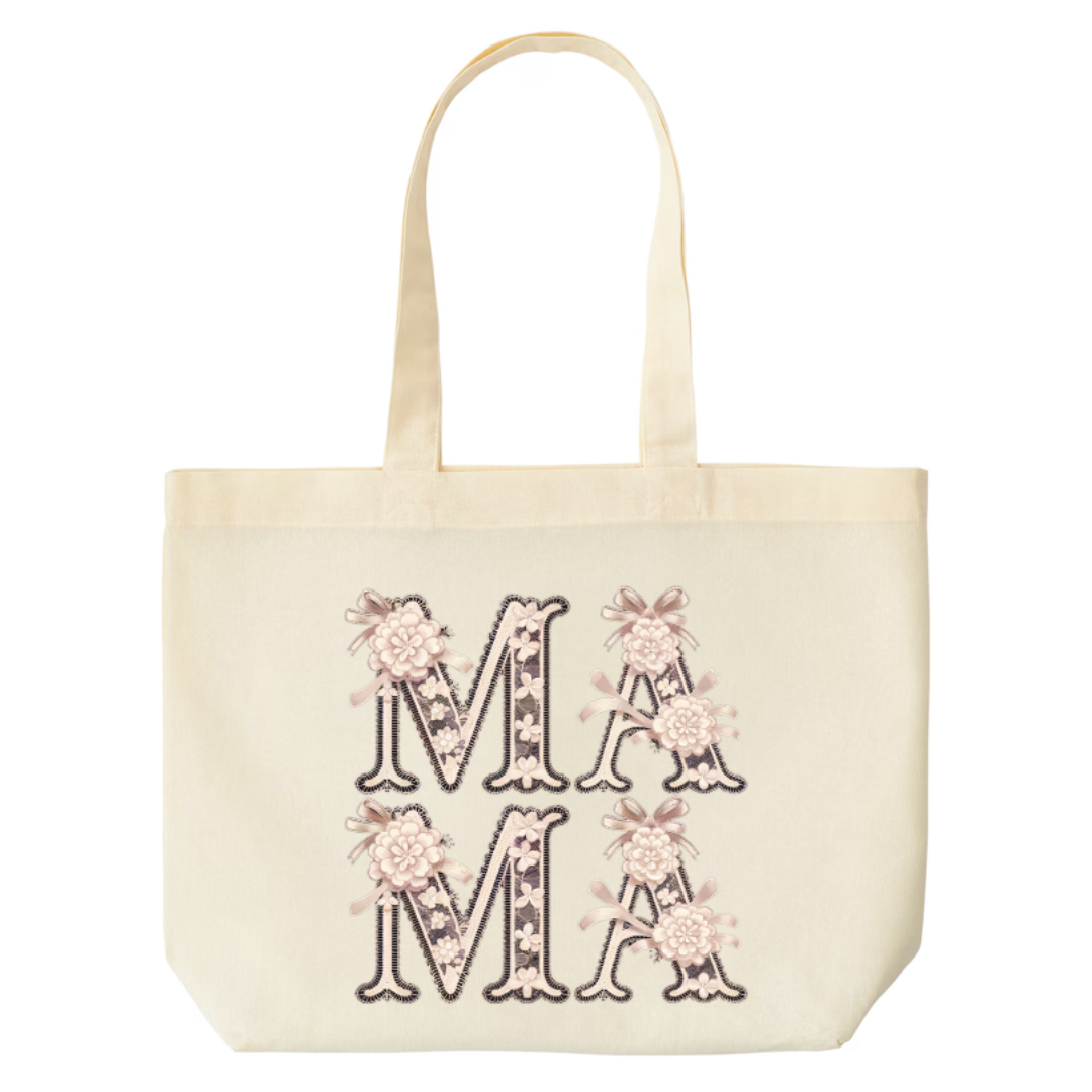 MAMA design on natural canvas tote