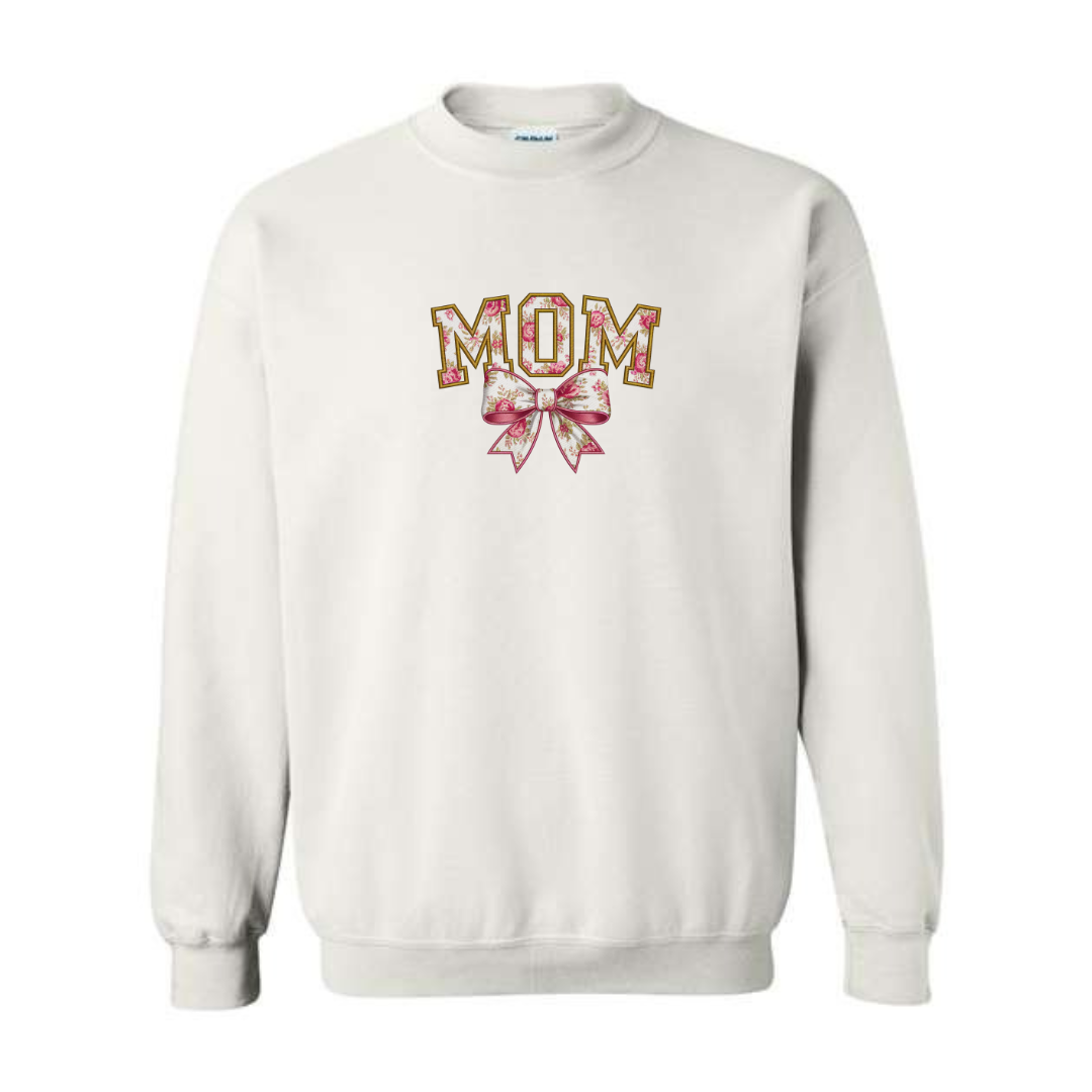 MOM design on white crewneck sweatshirt