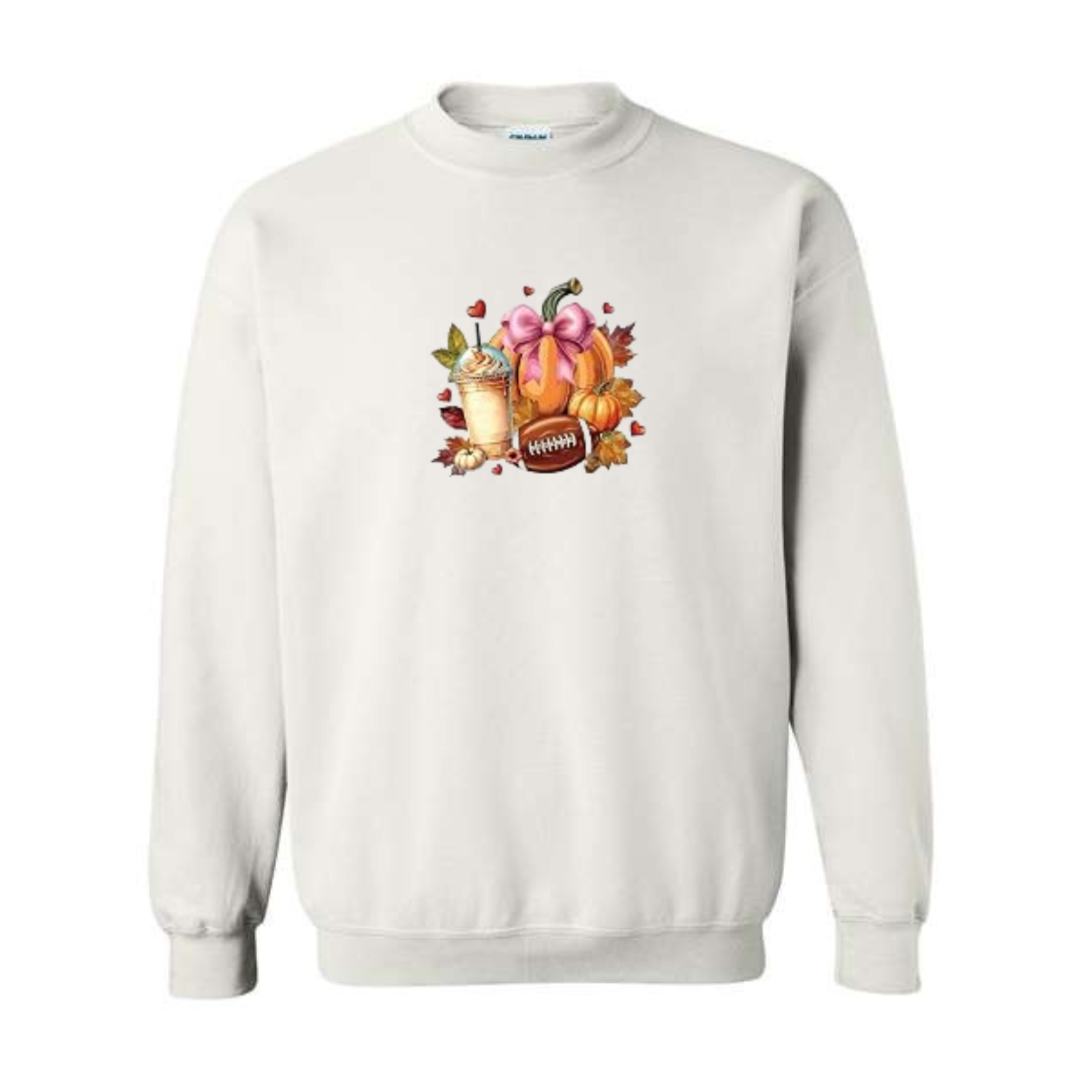 Fall Football design on white crewneck sweatshirt