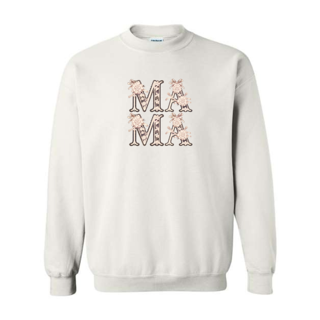 MAMA design on white crewneck sweatshirt
