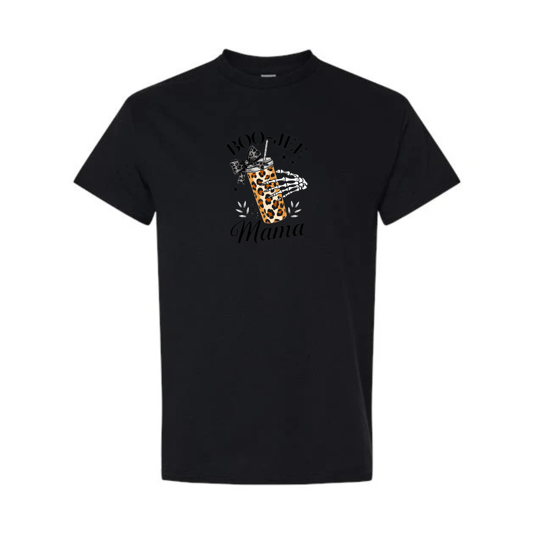 Boo-Jee Mama design on black short sleeve tee