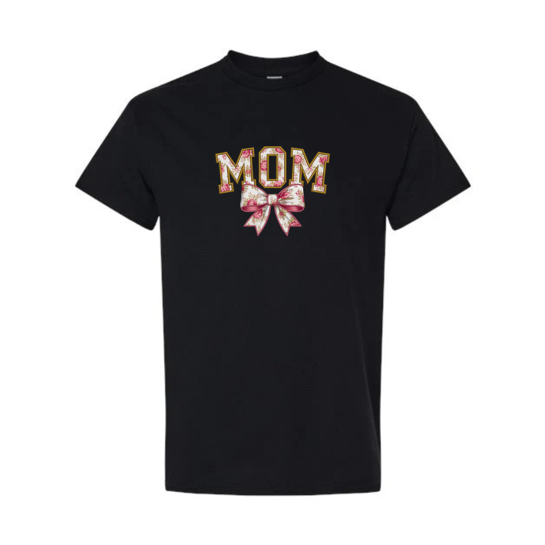 MOM design on black short sleeve tee