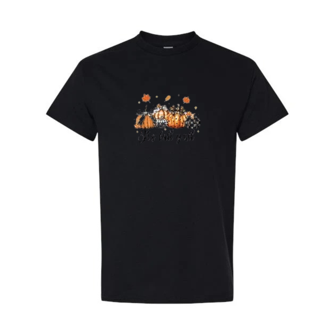 It's Fall Y'all design on black short sleeve tee