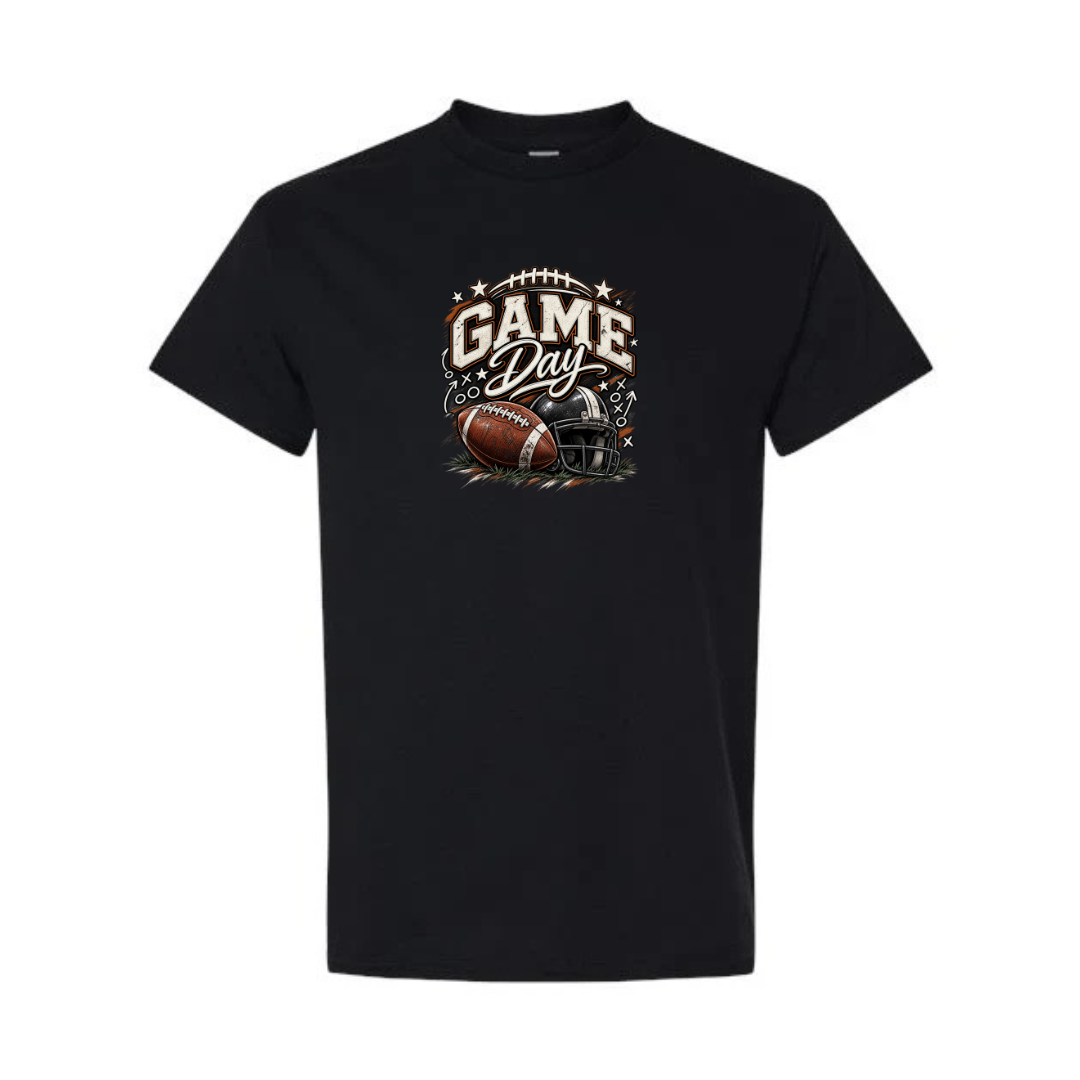 Game Day — Bold Retro design on black short sleeve tee