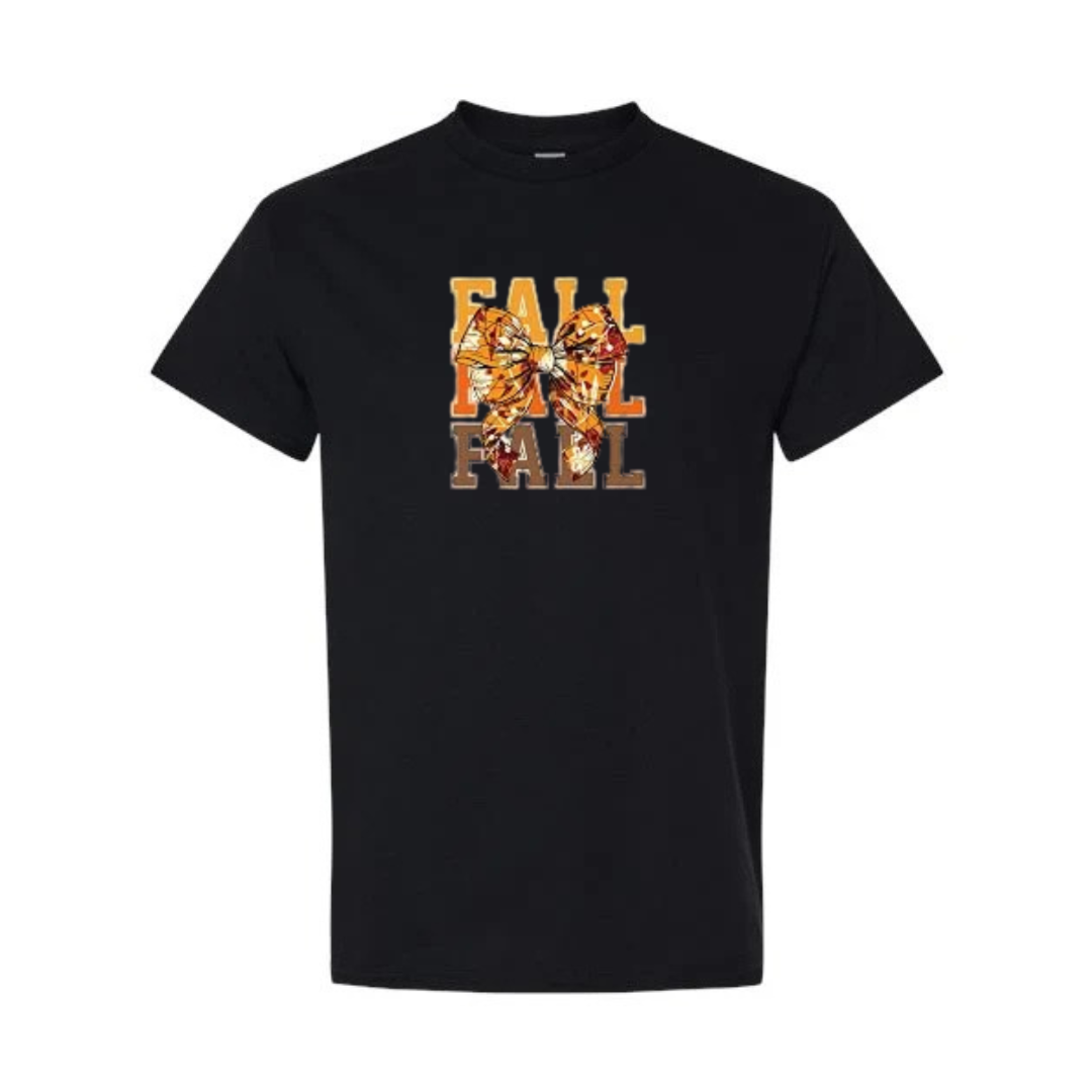 Fall Bow design on black short sleeve tee