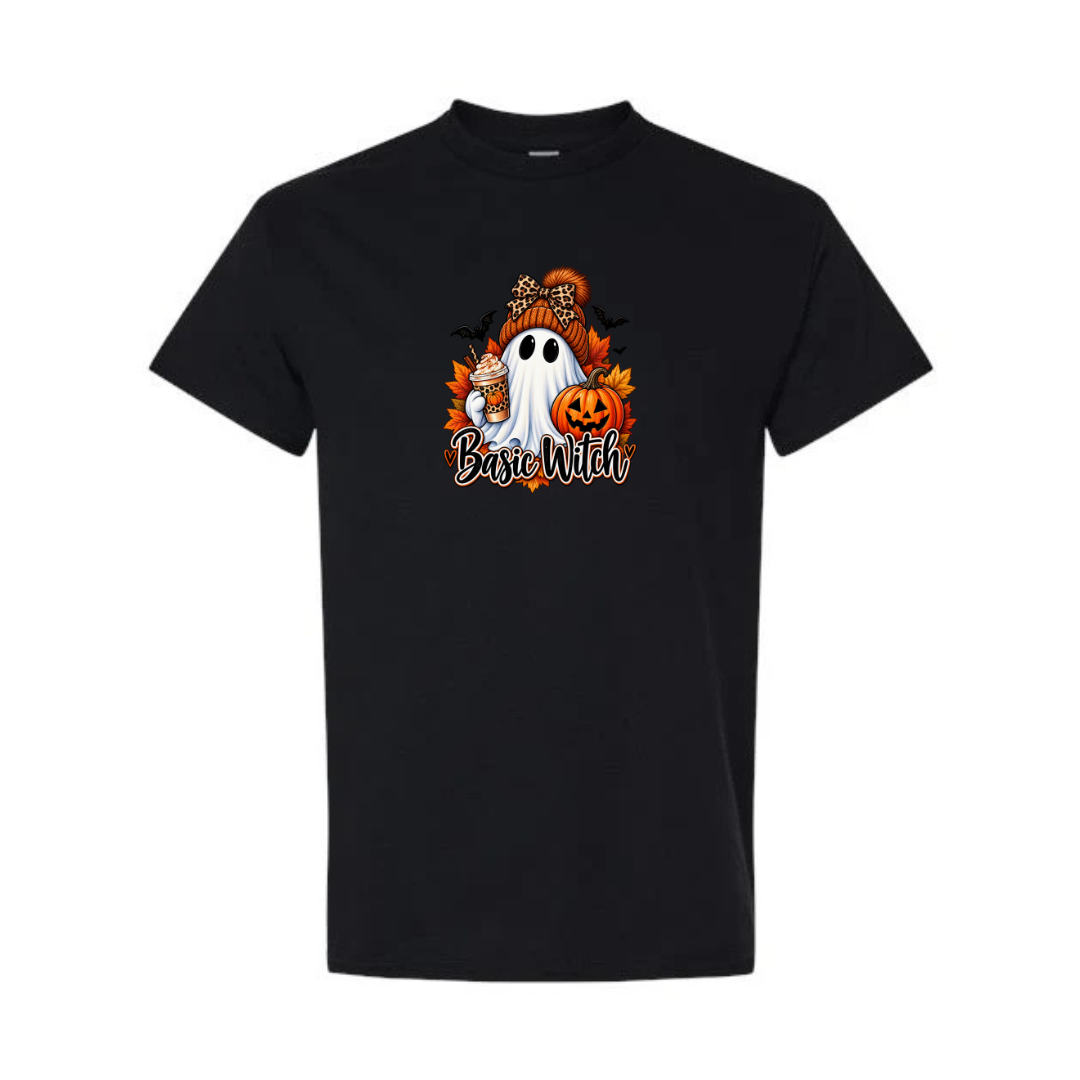 Basic Witch design on black short sleeve tee
