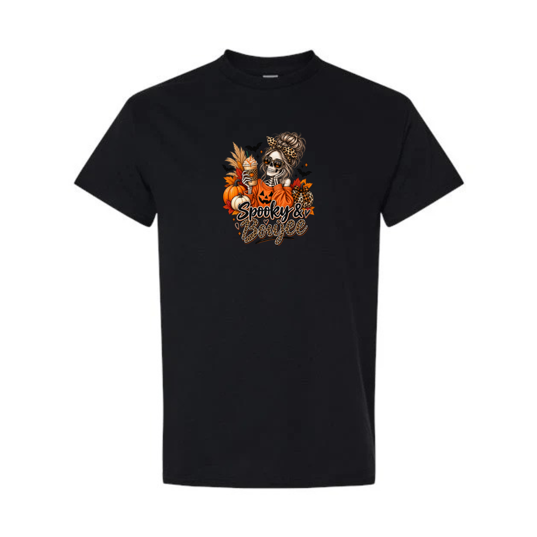 Spooky & Boujee design on black short sleeve tee
