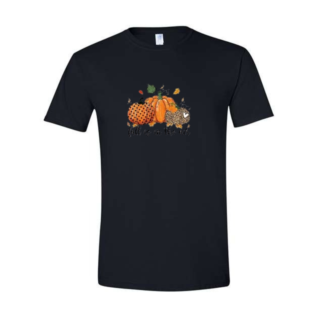 Fall Is In The Air design on black Softstyle tee