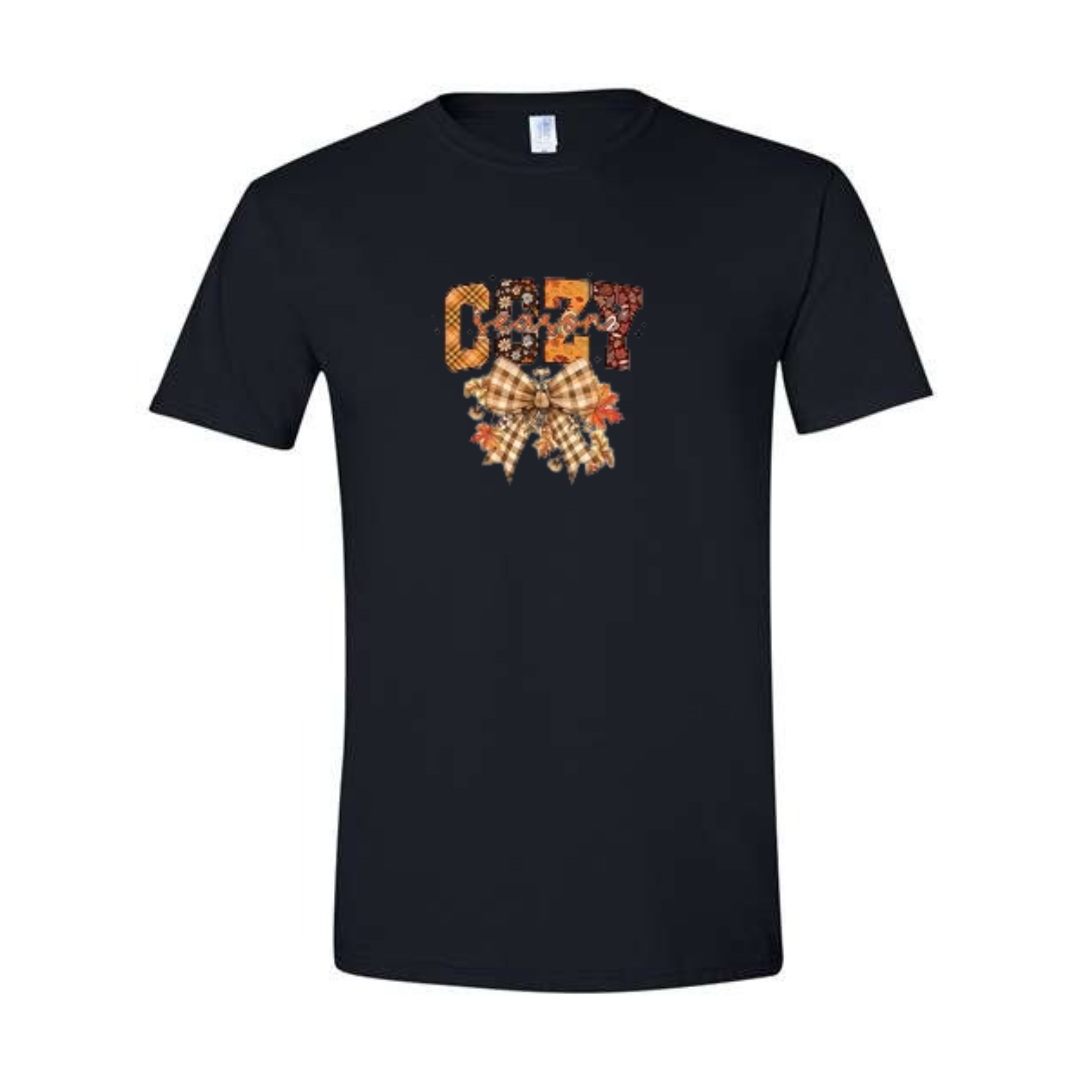 Cozy Season design on black Softstyle tee