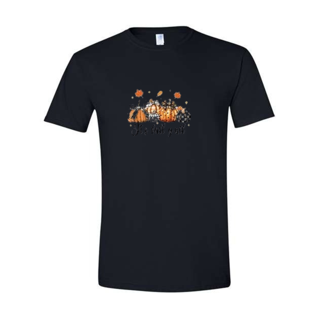It's Fall Y'all design on black Softstyle tee