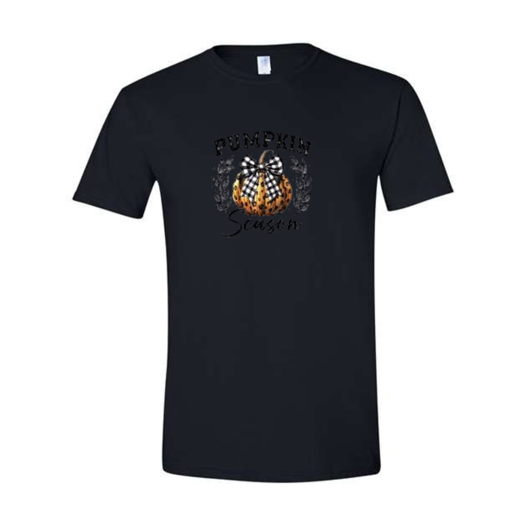 Pumpkin Season design on black Softstyle tee