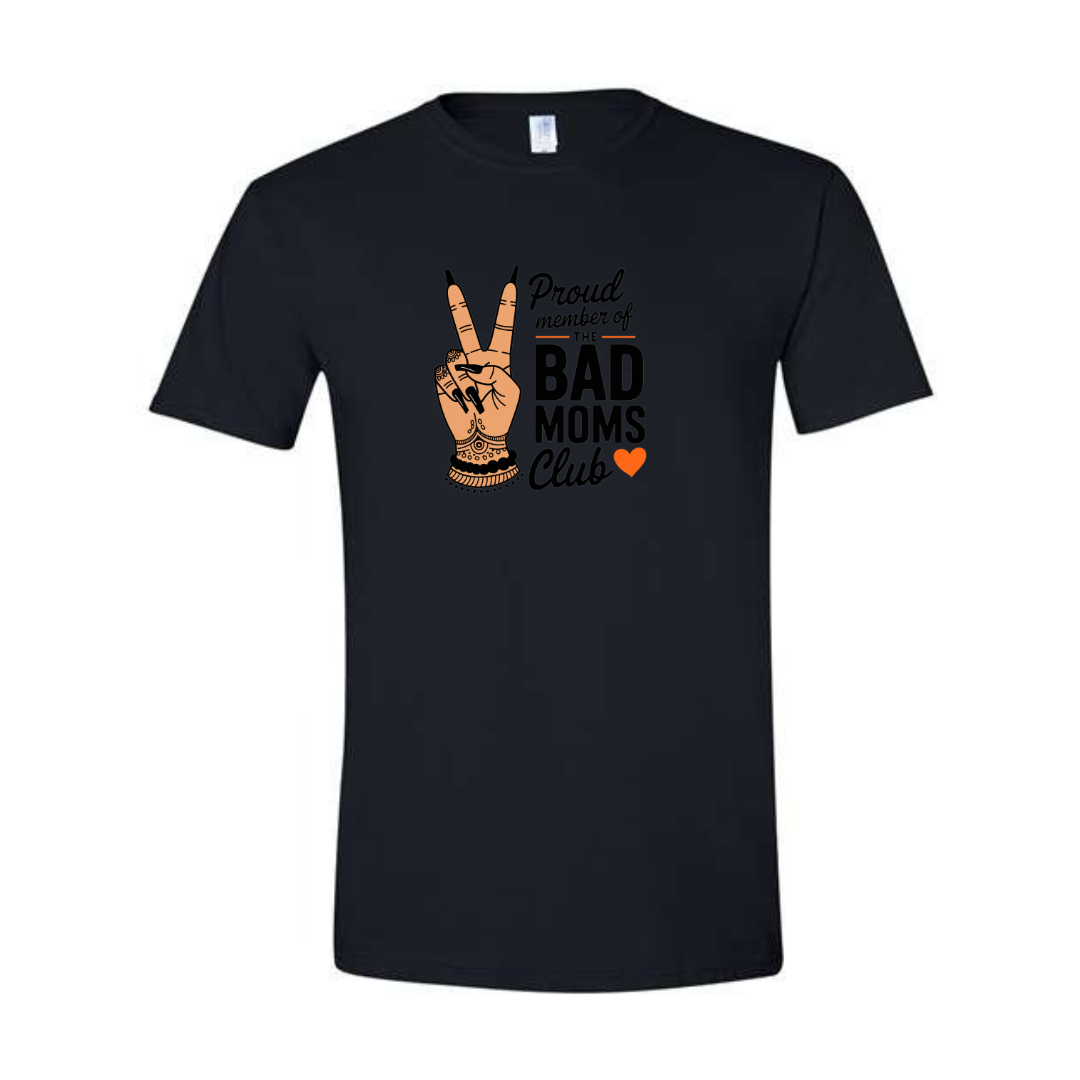 Bad Moms Club design on black Softstyle tee