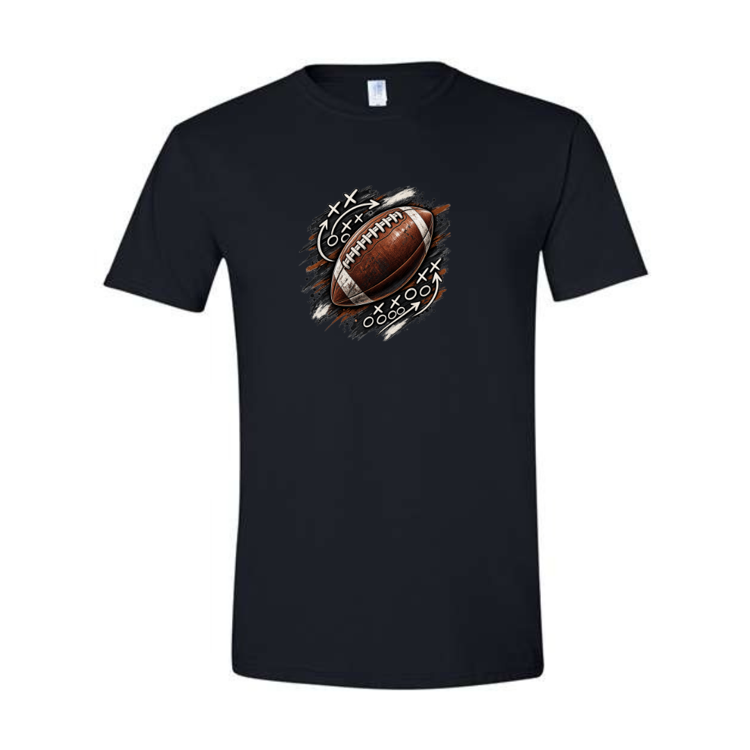 Football Playbook design on black Softstyle tee