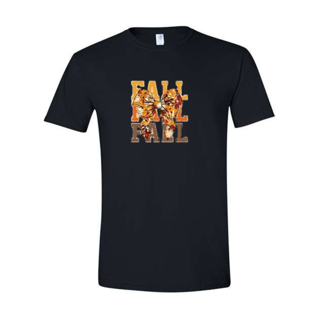 Fall Bow design on black Softstyle tee