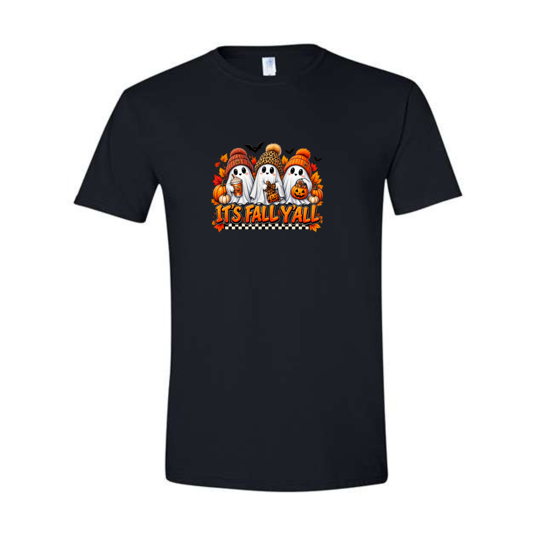 It's Fall Y'all design on black Softstyle tee
