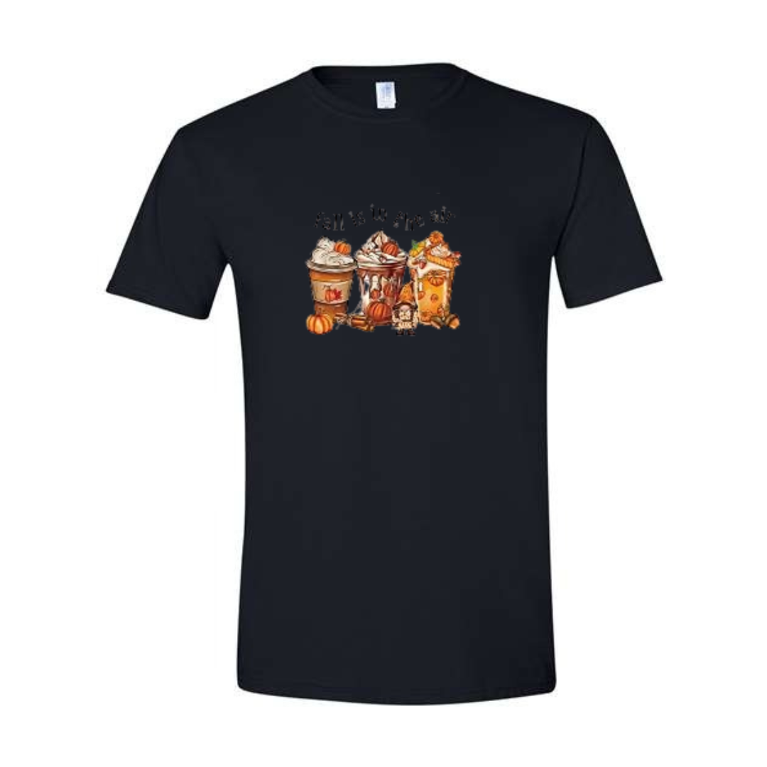 Pumpkin Spice Season design on black Softstyle tee