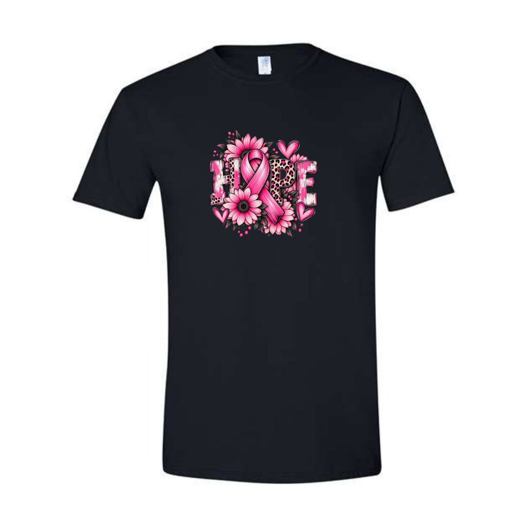 Hope — Sunflower design on black Softstyle tee