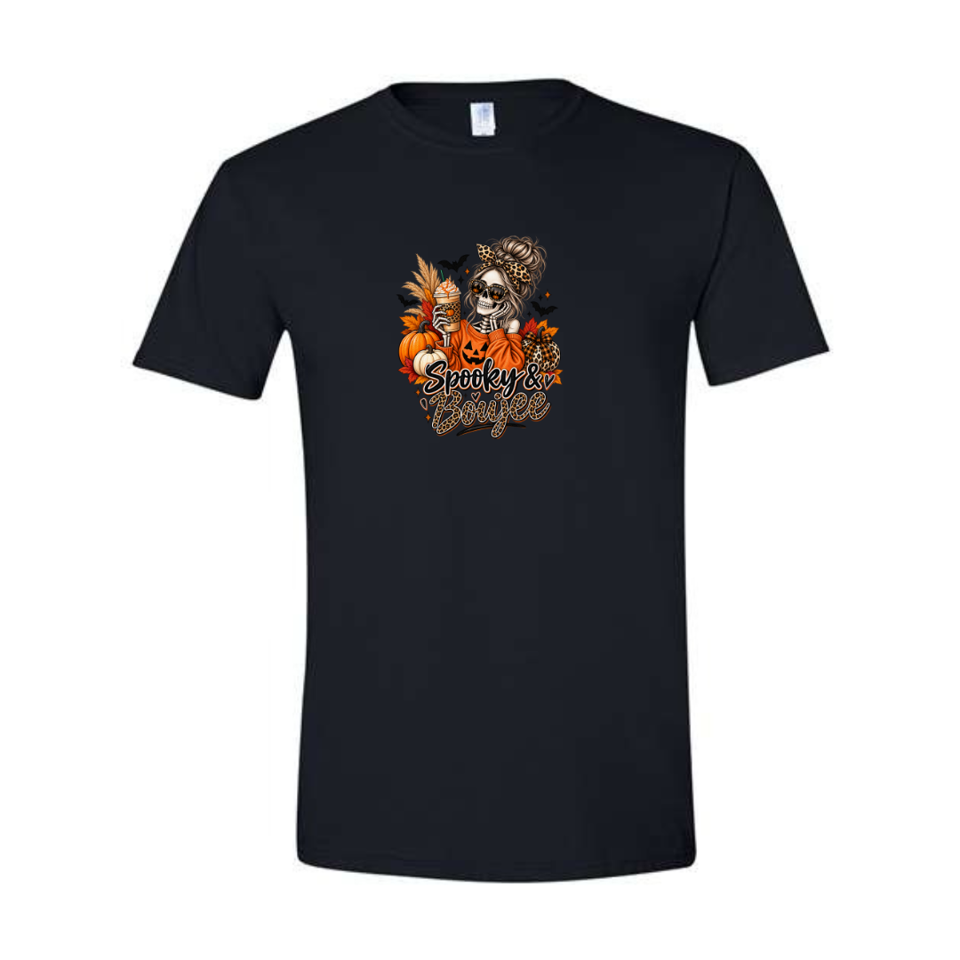 Spooky & Boujee design on black Softstyle tee