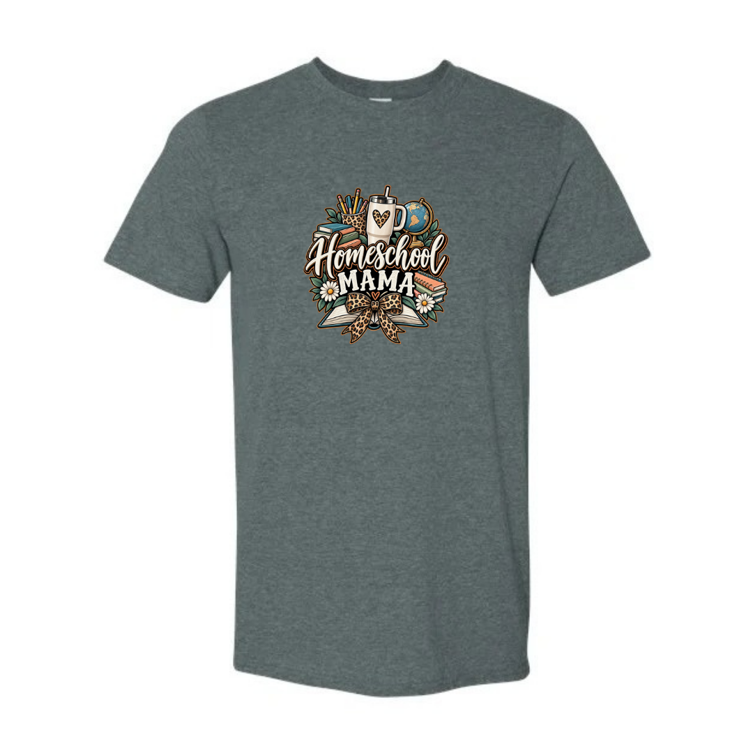 Homeschool Mama design on grey Softstyle tee