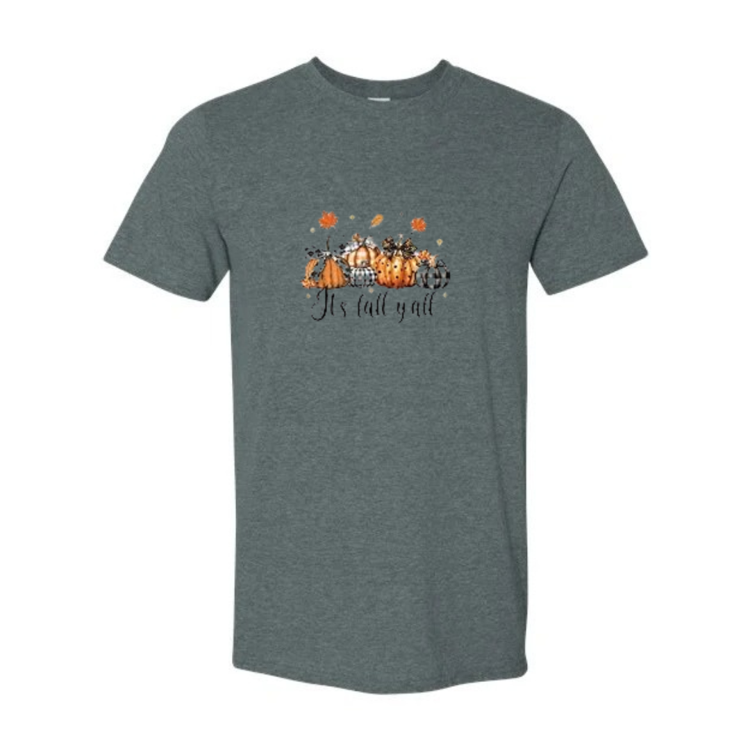It's Fall Y'all design on grey Softstyle tee