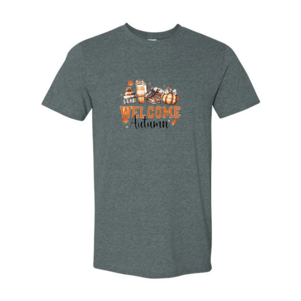 Welcome Autumn design on grey Softstyle tee