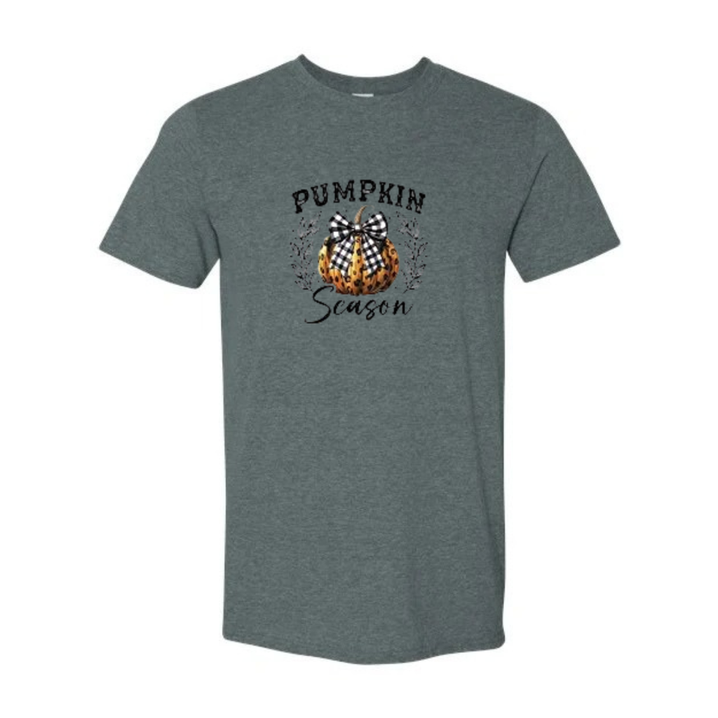 Pumpkin Season design on grey Softstyle tee
