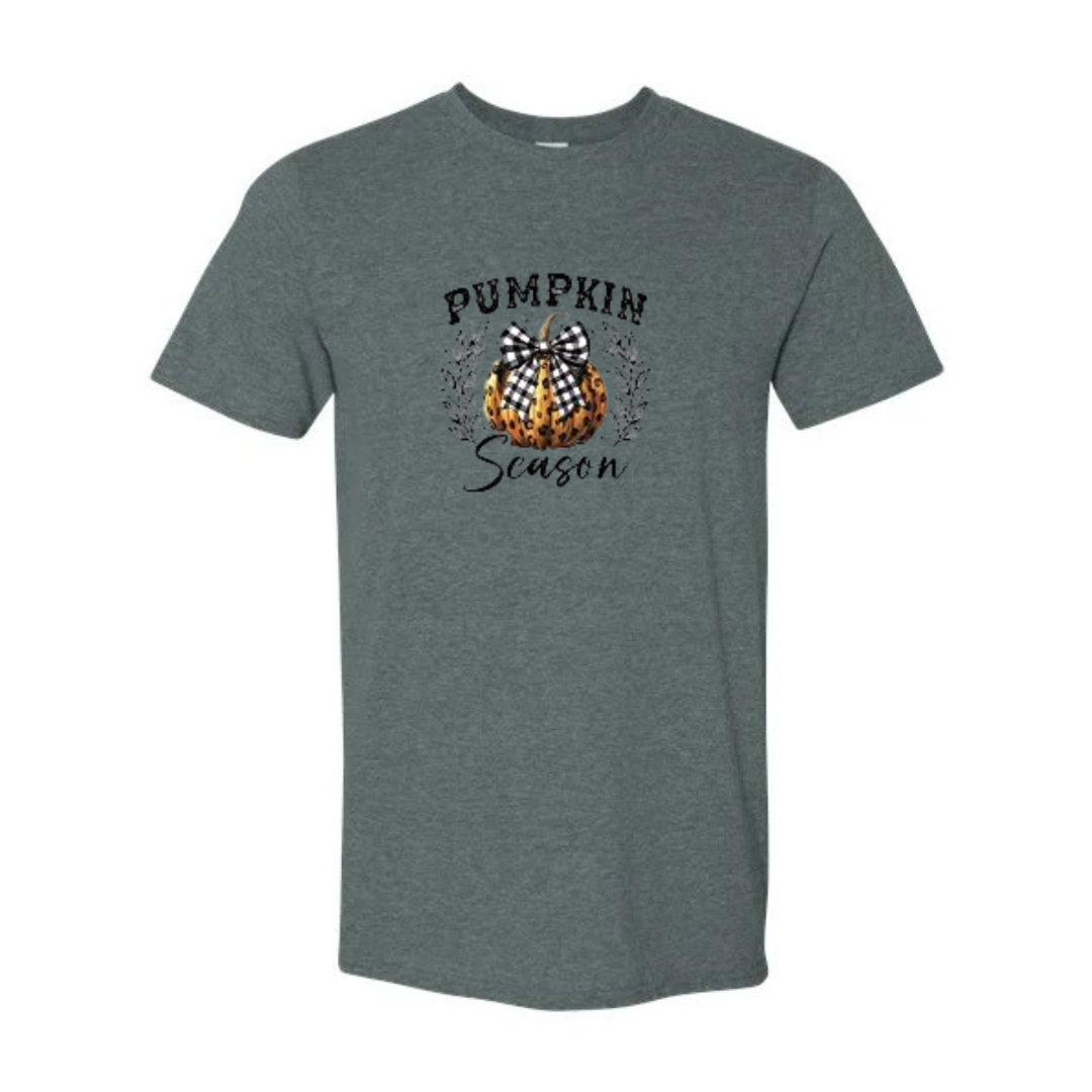 Pumpkin Season design on grey Softstyle tee