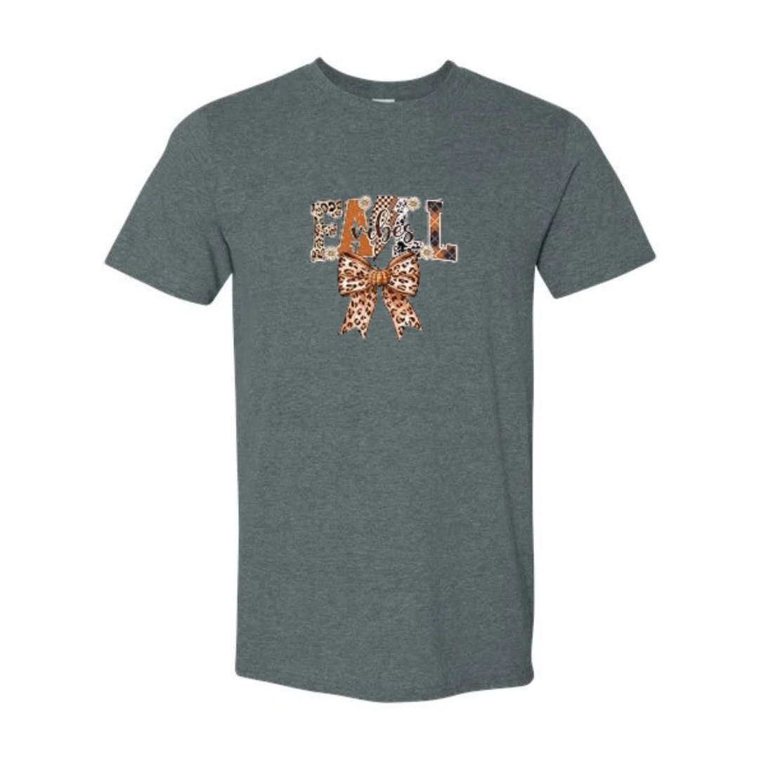 Fall Vibes design on grey Softstyle tee