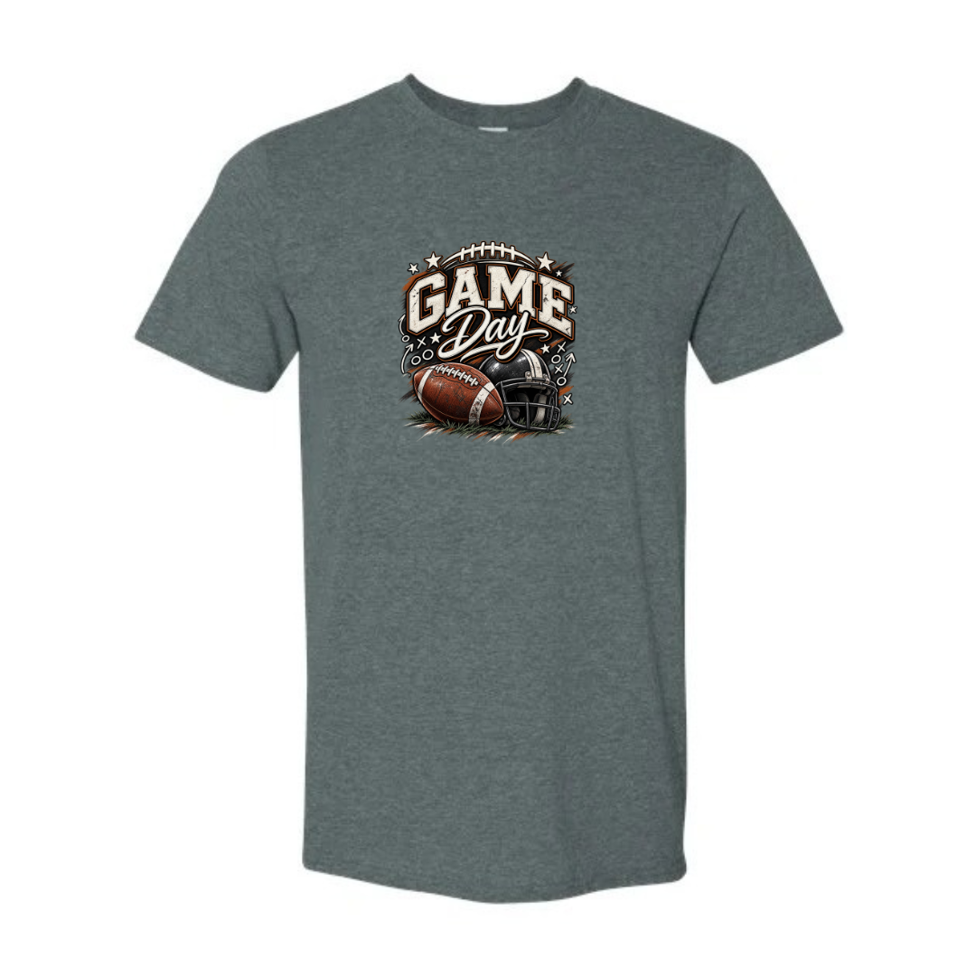 Game Day — Bold Retro design on grey Softstyle tee