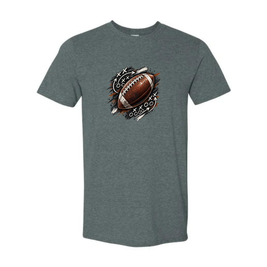 Football Playbook design on grey Softstyle tee