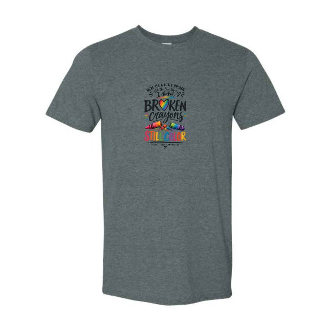 Broken Crayons Still Color design on grey Softstyle tee
