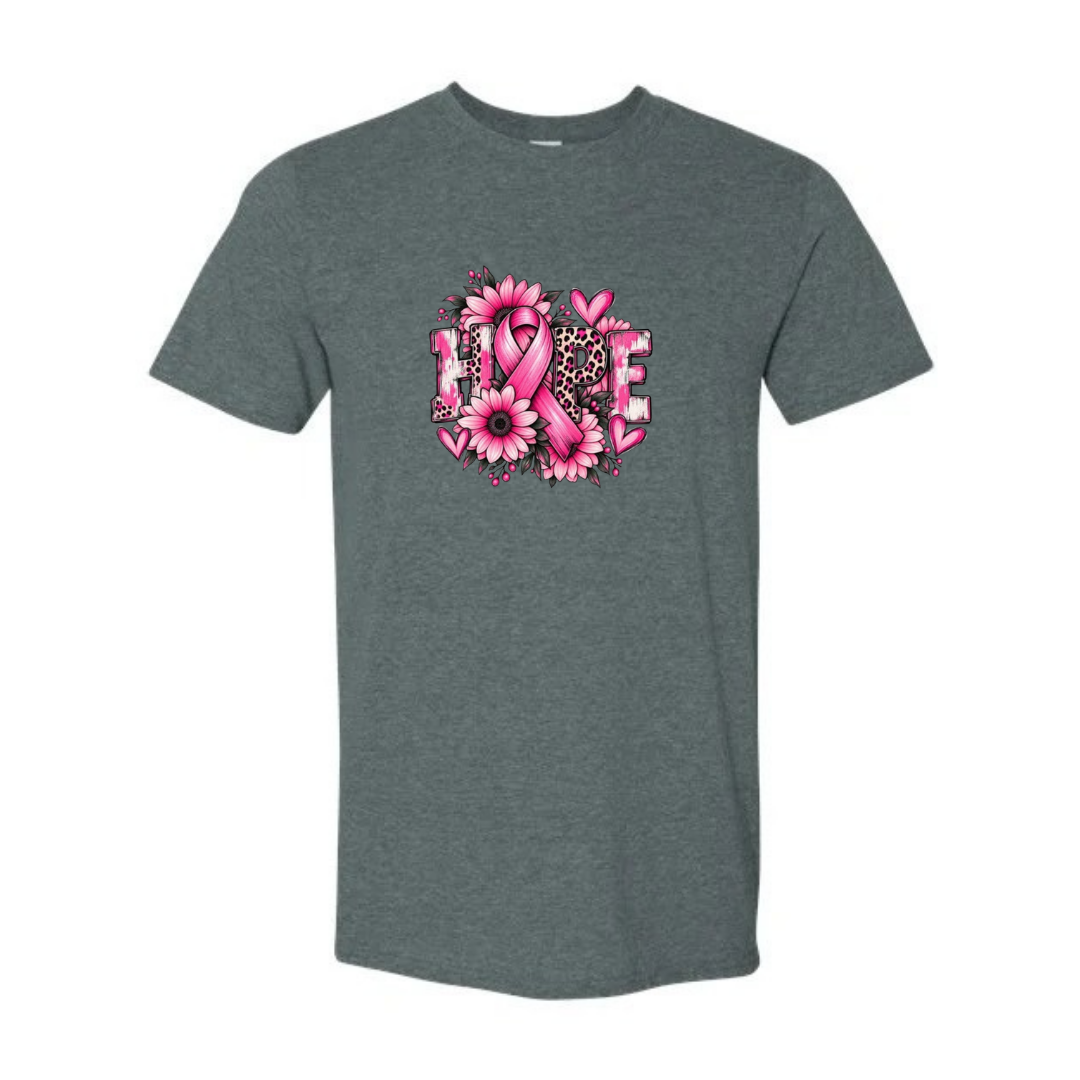 Hope — Sunflower design on grey Softstyle tee