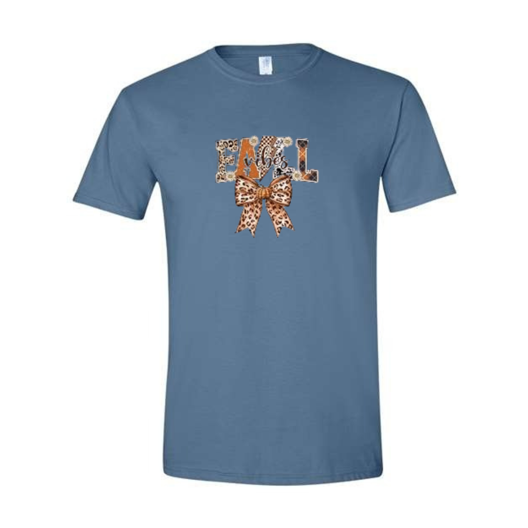 Fall Vibes design on blue Softstyle tee