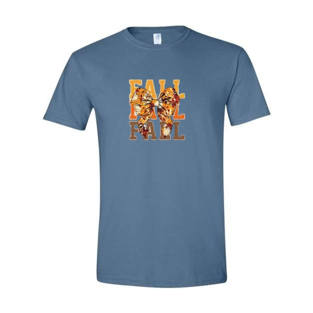 Fall Bow design on blue Softstyle tee