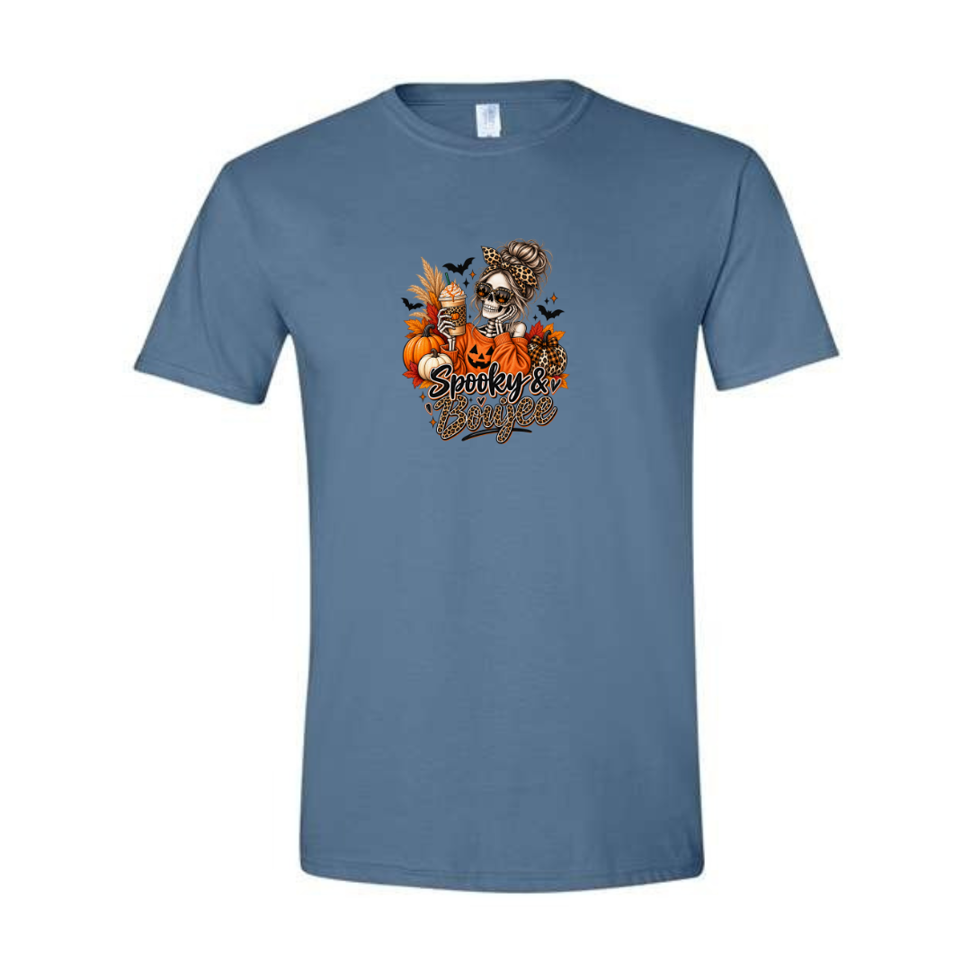 Spooky & Boujee design on blue Softstyle tee
