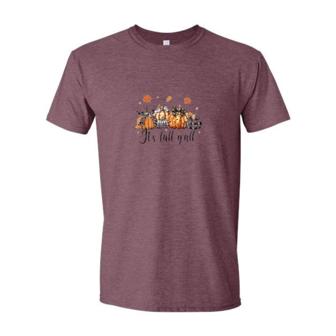 It's Fall Y'all design on maroon Softstyle tee